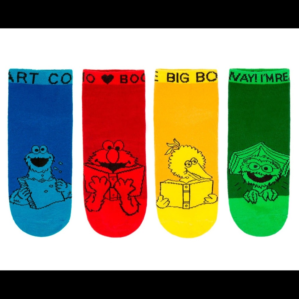 SESAME STREET ANKLE SOCKS 10-13 4 PAIR 4-PACK